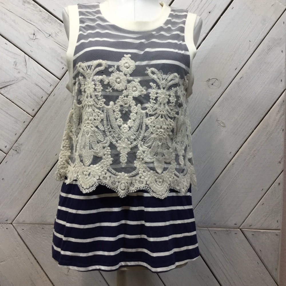 Anthropologie Postmark Navy Blue Striped Tank